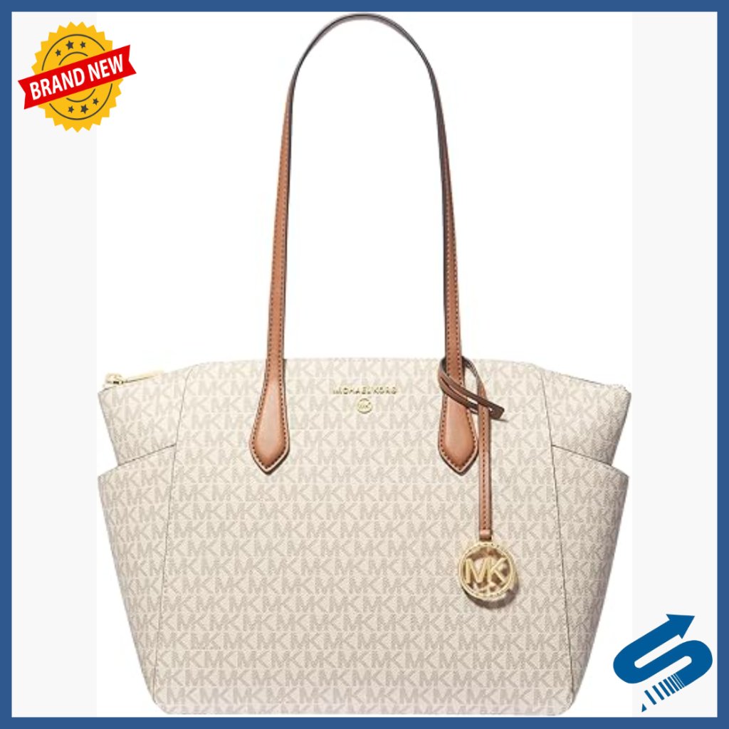 Medium Top Zip Tote Bag, Leather Shoulder Satchel With Multiple Pockets